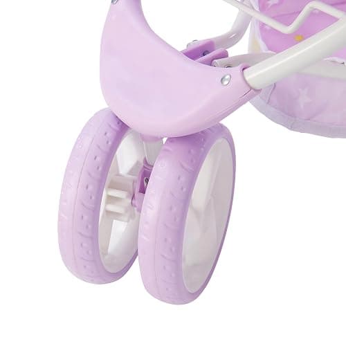 Olivia's Little World - Play Baby Doll Bassinet Stroller for Toddler, Baby Doll Pram Stroller Buggy for 3+ Year Old Girls, Twinkle Stars Princess 2-in-1 Baby Doll Stroller for Kids - Purple thumbnail 7