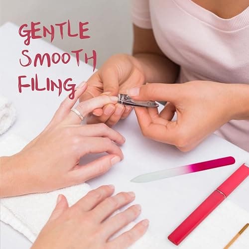 Diodiva 3 Pcs Crystal Glass Nail File with Protective Case for Nature Nails | Czech Tempered Glass Fingernail Filer, Double-sided Etched Strengthen Nails, Lifetime Reusable Stocking Stuffers for Women thumbnail 7