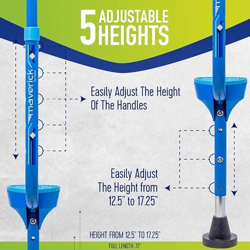 Flybar Maverick Walking Stilts for Kids - 5 Adjustable Height’s, Sturdy, Easy Assembly, Wide Non-Slip Rubber Bottom Tip, Foam Grips, Outdoor Toys for Kids 5+, 190 lbs thumbnail 3