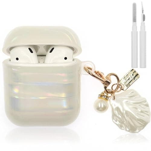Compatible with AirPod Case 1st/2nd Generation, Shell Print Protective Case Cover for AirPods with Cleaner Kit and Shell Keychain Accessories for Women Girls (Shell Print) - Image 1