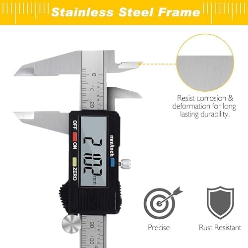 Adoric Digital Caliper, Electronic Digital Caliper Stainless Steel Body with Large LCD Screen | 0-6 Inches | Inch/Millimeter Conversion thumbnail 5