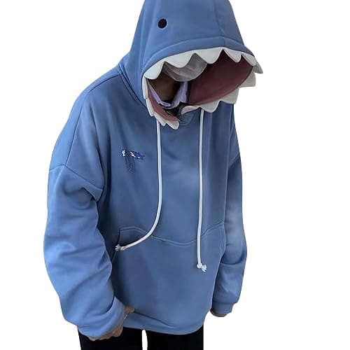 Women's Cute Shark Hoodies Long Sleeve Hooded Cute Cartoon Animal Pullover Sweatshirts Tops For Teen Girls - Image 1