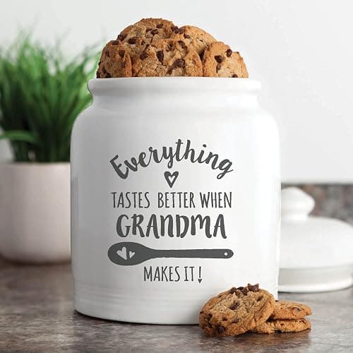 Personalized Planet Everything Tastes Better When Blank Makes It Ceramic Cookie Jar with Custom Name Printed on Ivory Chip Resistant Stoneware Container with Airtight Lid, 6.5x10.5 thumbnail 2