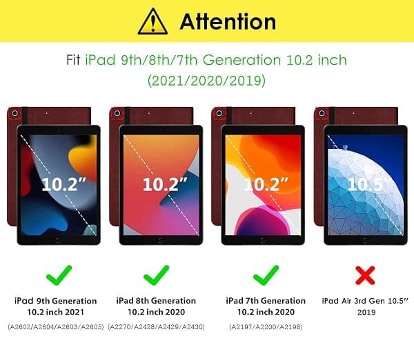 DTTO for iPad 9th/8th/7th Generation 10.2 Inch Case 2021/2020/2019, Premium Leather Business Folio Stand Cover with Apple Pencil Holder - Auto Wake/Sleep and Multiple Viewing Angles, Burgundy Red thumbnail 2
