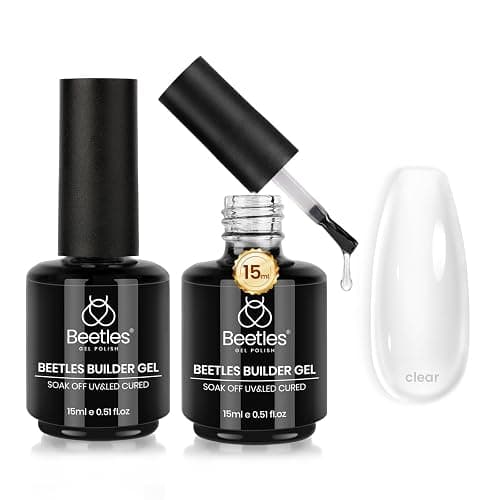 Beetles Clear Builder Nail Gel 0.51 oz 2 pcs Enhancement Gel for Weak & Thin Nails Building Apex Nail Thickening DIY Salon at Home for Beginner - Image 1