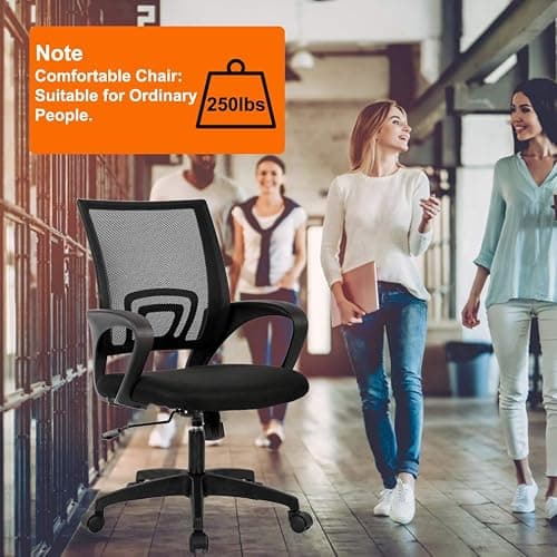 Home Office Chair Ergonomic Desk Chair Mesh Computer Chair with Lumbar Support Armrest Executive Rolling Swivel Adjustable Mid Back Task Chair for Women Adults, Black - Black - pack of 1 thumbnail 6