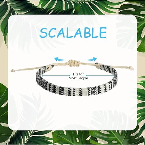 Beach Bracelet Set for Men and Women, Surfer Men Bracelet, Braided Boho Summer Bracelets Adjustable Men's Bracelet Handmade Women Bracelet String Rope Ankle Bracelets Birthday Gift thumbnail 9