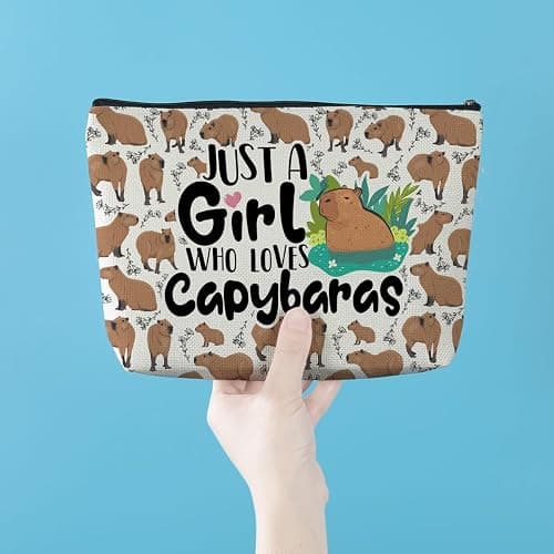 Azteoiz Capybara Makeup Bag, Capybara Gifts Birthday Decorations, Animal Lover Gifts for Women Girl Friend Graduation Friendship Birthday Gifts for Capybaras Lovers, Cosmetic Bag thumbnail 4