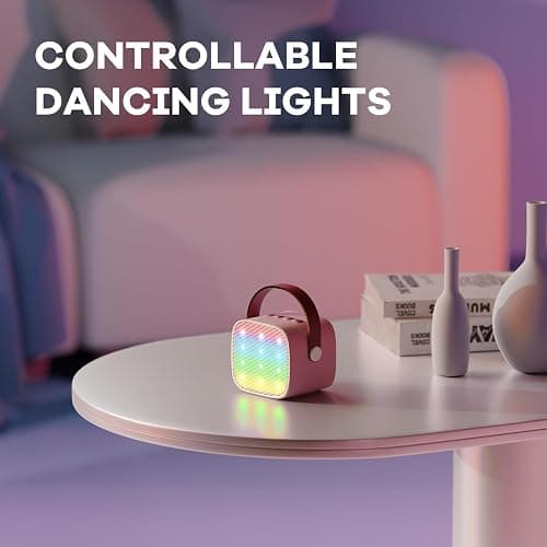 YLL Mini Karaoke Machine for Kids Adults, Portable Bluetooth Speaker with 2 Wireless Microphones, TOP Birthday Gifts Toys for Girls Ages 3, 4, 5, 6, 7, 8, 9,10,11,12+ Years Old Toddler (Lightpink) thumbnail 9