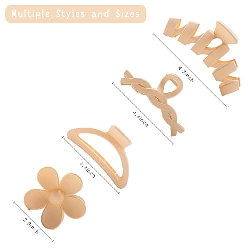 8PCS Hair Clips for Women, Flower Claw Clips for Thick Hair, Non-Slip Hair Accessories with Multi-Styles, Neutral Colors Hair Claw Clips and Variety Pack, Ideal for Girls thumbnail 2