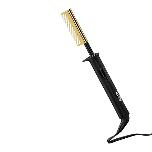 KISS Professional Pressing Comb with Polished Gold Smoothing Comb, Safety Stand, Digital LED Temperature Display, & Tangle Free 360° Swivel Cord thumbnail 8