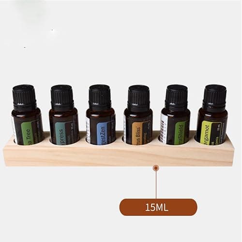 RoseFlower 6 Slots Wooden Essential Oil Organizer, Nail Polish Shelf, Durable wood Makeup Display Stand, Makeup Storage Rack for Tabletop Essential Oils Perfume Rack for 5/10/15/20ml Bottles thumbnail 4