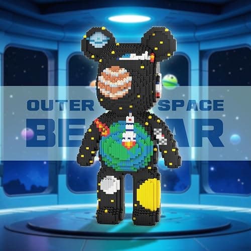 DAHONPA Universe Space Bear Micro Blocks Set with Storage Drawer 7220PCS | 7220PCS Galaxy Space Bear Micro Block Sculpture With Rocket Design, Futuristic Sci-Fi Decorative Statue For Fans Collection thumbnail 5