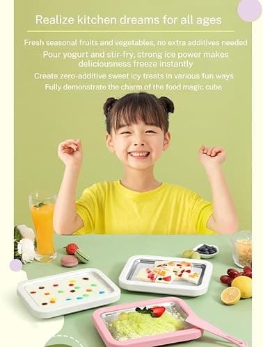 Rolled Ice Cream Maker - At Home Rolled Ice Cream Maker Kit with Instant Freeze Tray & 2 Scrapers, DIY Rolled Ice Cream Tray Maker for Kids, Homemade Ice Cream Fun Activity for All Ages (White) thumbnail 4