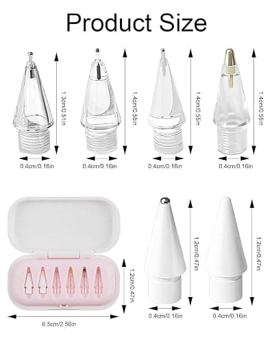 6 Pointes de Rechange pour Apple Pencil Embouts de Rechange Haute Sensibilité (2B/2H/3.0/Élastique/Bille Métallique/Balle) pour Apple Pencil Pro/1ère/2ème Génération avec Boîte de Range thumbnail 2