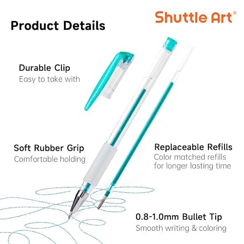 Shuttle Art 160 Pack Glitter Gel Pens, 80 Colors Glitter Gel Pens Set with 80 Refills for Adults Coloring Books Drawing Crafts Scrapbooking Journaling thumbnail 4