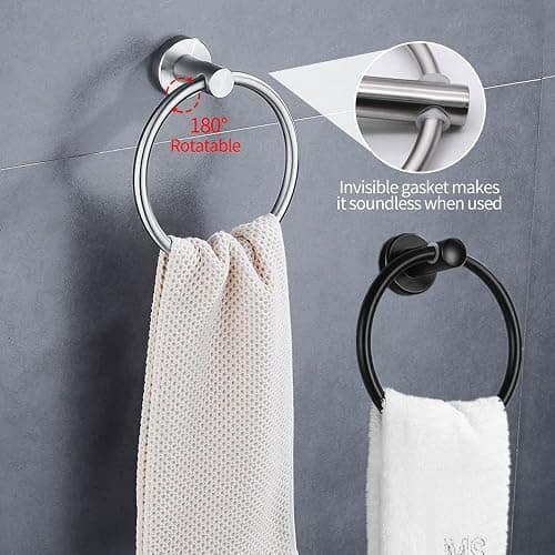 4pcs Matte Black Toilet Paper Holder and Towel Ring Set, Stainless Steel Hand Towel Holder and Towel Hanger with Hardware Pack thumbnail 4