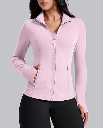 AVGO Womens Workout Jackets Lightweight Athletic Zip Up Jacket Slim Fit Running Gym Top with Pockets & Thumb Holes thumbnail 3