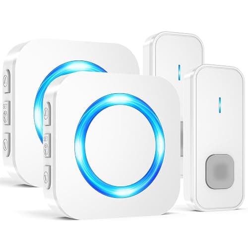 SURFOU Wireless Doorbell,Waterproof Doorbell 2 Push Buttons 2 Plug in Receivers at 1300ft Long Range Door Bell with 55 Chimes 5 Volume Levels Mute Mode LED Flash Wireless Door Bells for Home Classroom - Image 1
