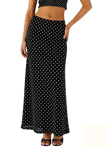 BLENCOT Womens Long Mesh Skirts Spring Boho Printed High Waisted A-Line Flowy Maxi Skirt for Beach Vacation - Image 1