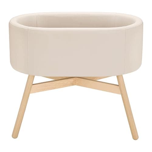 babyletto x GATHRE Capsule Bassinet in Vegan Ivory Leather, Wipeable & Water Resistant thumbnail 5
