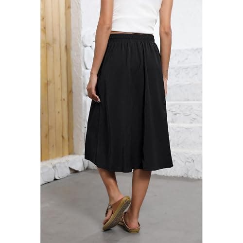 Witsmile Flowy Skirt Elastic High Waist A-Line Skirt with Pockets Bohemia Cover-up for Women 2026 Trendy(S-2XL) thumbnail 2