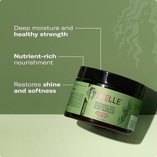 Mielle Organics Rosemary Mint Strengthening Hair Mask for Damaged Hair - Deep Conditioning Treatment Enriched with Biotin, Honey & Coconut Oil - Helps Encourage Longer, Healthier Strands (12 Oz) thumbnail 4