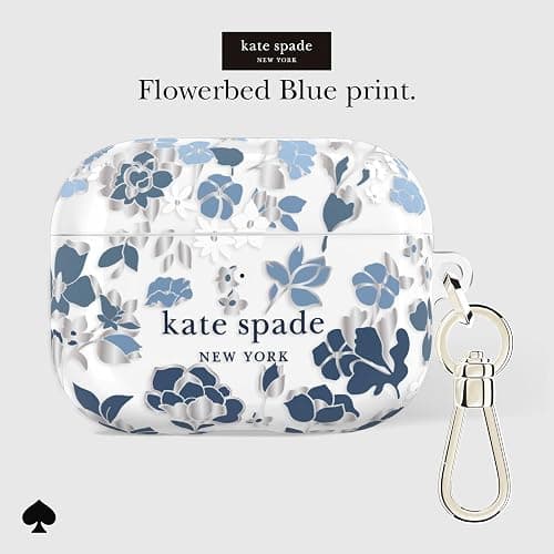 kate spade new york AirPods Pro 3 Case - Flowerbed Blue | Stylish Case with Luxe Gold Ring Keychain for Bag, Tote, Backpack, and More - Protective & Lightweight Case for AirPods Pro 3 thumbnail 3