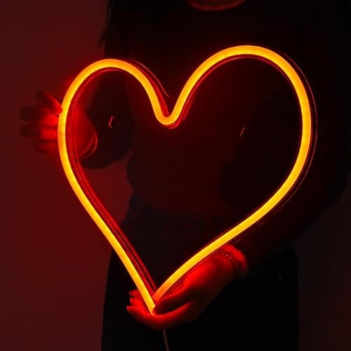 Britrio LED Neon Light Sign, 13.4”x12.6” Heart Shape Neon Sign Wall Hanging Sign Wall Art for Bar Bedroom Living Room Kid’s Room Party,Home Decor Neon Night Light USB Powered(Red Heart) thumbnail 7