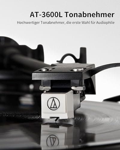 ANGELS HORN Plattenspieler mit Lautsprechern, Bluetooth Schallplattenspieler, integriertem Phono-Vorverstärker 33/45 U/min und AT-3600L-Tonabnehmern Zwei-Gang-Riemenantrieb thumbnail 2