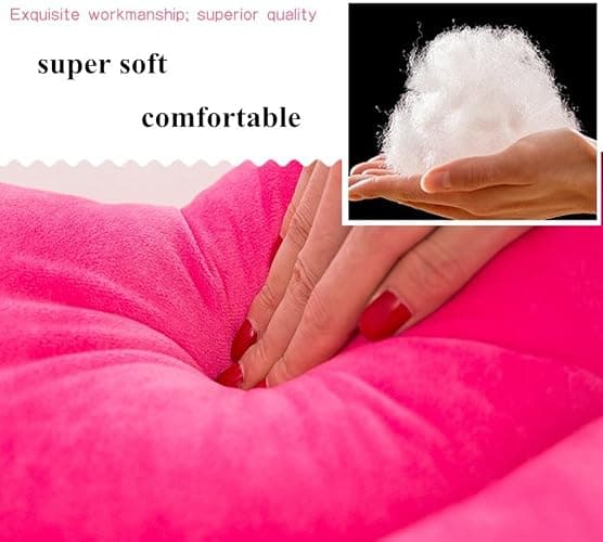 LEVINIS Hot Pink Lip Shape Throw Pillows Girls Soft Velvet Decorative Reversible Pillow Cushion for Bed Couch Office 23.6 x 13.6 Inch thumbnail 3