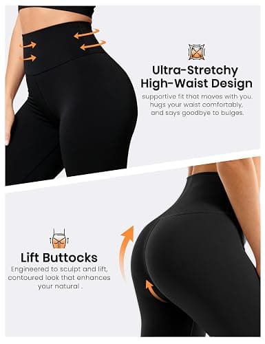 Bluemaple High Waisted Leggings for Women - Tummy Control Pants Non See Through Workout Soft Yoga Pants for Running Plus Size thumbnail 6