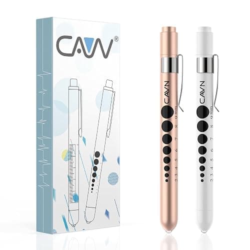 CAVN Pen Light with Pupil Gauge LED Penlight for Nurses Doctors, 2 Pcs Reusable Medical Penlight for Nursing Students (Rose Gold/White) thumbnail 9