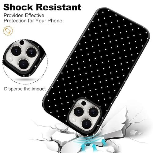 flewfun Magnetic for iPhone 14 Plus Case Cute Polka Dot Phone Case, Shockproof Slim TPU and Hard PC Protective Phone Cover Compatible with MagSafe Designed for Women Girls, Black thumbnail 6