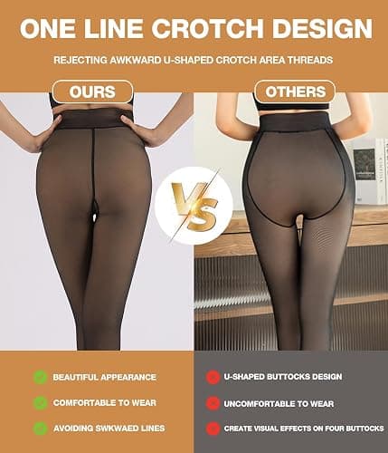 MERYLURE Fleece Lined Tights Women Fake Translucent Winter Warm Thick Pantyhose Thermal Sheer Leggings for All Skin Tone thumbnail 7