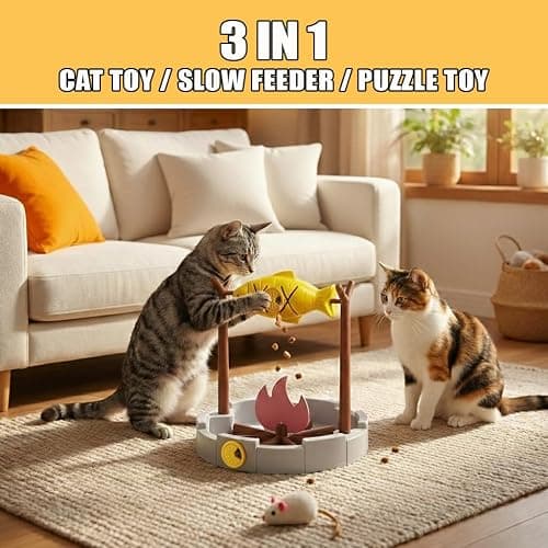 PetPals Cat Slow Feeder, Treat Dispenser - Interactive Cat Puzzle Toy for Small Pets & Kittens, Mental Stimulation Pet Food Feeding Toy, Dry Food Dispensing Cat Toy thumbnail 7