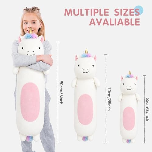 Tianmihou 36” Long Unicorn Plush Body Pillow, Giant Cute Colorful Unicorn Stuffed Animals, Large Unicorn Squishy Soft Plushies Toy, Gifts for Kids Girls and Boys, Birthdays ﻿ thumbnail 3