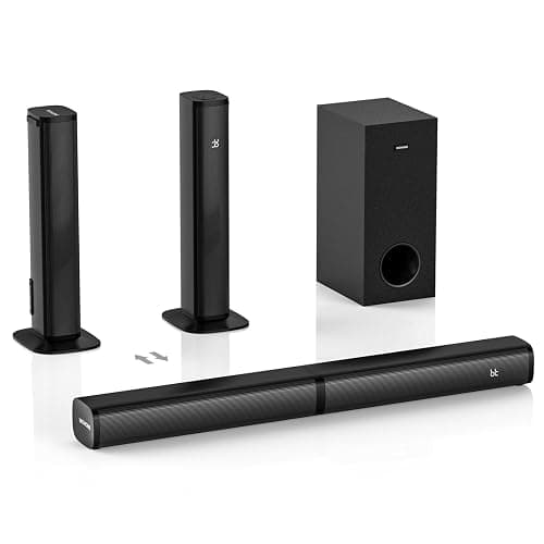 Wohome 2 in 1 Detachable Sound bar with Subwoofers, 4.1 Channel Bluetooth Sound Bar for Smart TV, Home Theater Surround Sound System, Optical,HDMI-ARC, USB Input, Bass Adjust, Remote/Button Control - Image 1