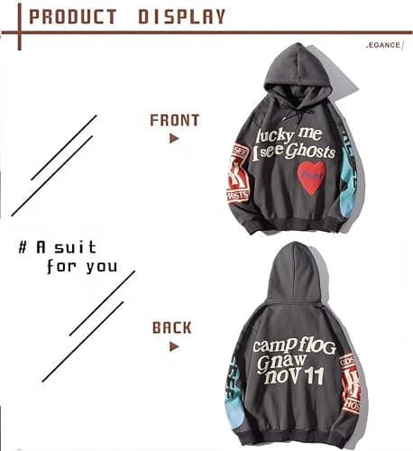 Unisex Trendy Men's Lucky Me Generic Ghosts Sweatshirts Hip Hop Mens Pullover Hoodie Fashion Sweatshirt thumbnail 3