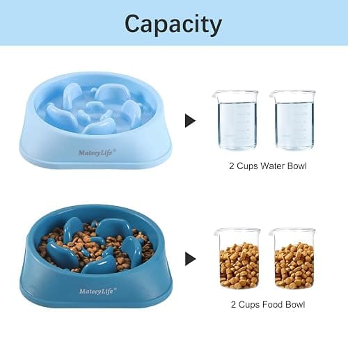 MateeyLife Slow Feeder Dog Bowls 2PCS, Anti-Choking Puzzle Dog Food Bowls, Anti-Slip Interactive Feeding Slow Down Eating, Bloat Stop Maze Dishes for Medium Breeds thumbnail 5