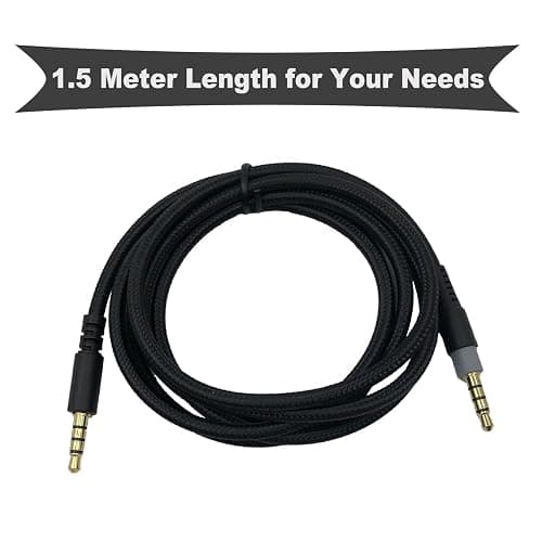 SPTSSWET Replacement Audio Cable Cord Compatible with Kingston Hyperx Cloud Alpha for Hyper X Cloud Mix,for Logitech G933,G633 Gaming Headsets Headphones Nylon Braided Audio Cable 3.5mm,Black,5FT thumbnail 5