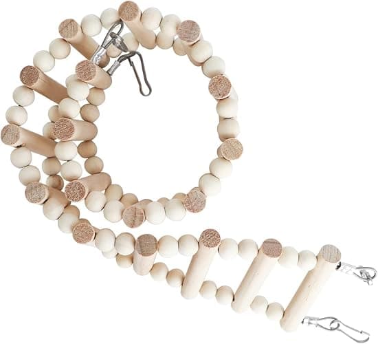Dnoifne Rat Ladder Bridge Toy, Natural Wooden Climbing Toy for Rats, Hamsters, Birds, Parrots, Parakeets, Cockatiels, Sugar Gliders - 18 Steps - 25.98 x 3.14 Inch thumbnail 4