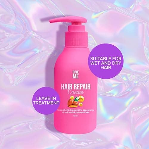 Give Me Cosmetics Hair Repair Cream, Leave In Conditioner Treatment, Reduces Split Ends, Rich in Castor Oil, Argan Oil and Vitamins B3 and B5 & Strengthening Protein, Reverse Damage thumbnail 6