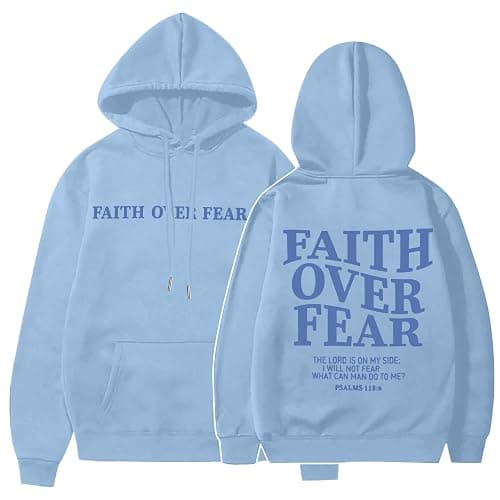 BANGELY Faith Over Fear Hoodie Women Christian Sweatshirt Graphic Christian Religious Sayings Sweater Bible Pullover Tops - Image 1