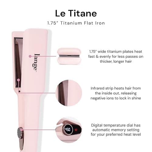L'ANGE HAIR Le Titane 1.75” Titanium Flat Iron Hair Straightener and Curler 2 in 1 | Best Curling Flat Iron for All Hair Types | Dual Voltage Flat Iron for Travel | Hair Straightening Irons - Blush 1.75" thumbnail 2