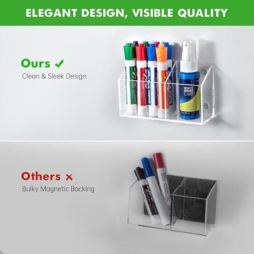 Banafich Magnetic Dry Erase Marker Holder for Whiteboard, Acrylic Magnet Pen Holder for Refrigerator Fridge, Marker Holder for Classroom Teacher, Pencil Cup, Office Accessories Decor, Locker Organizer thumbnail 4
