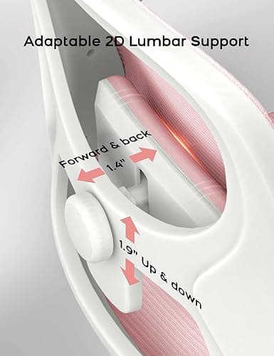 Home Office Chair，Ergonomic Mesh Desk Chair with Adjustable Lumbar Support, Flip-up Arm Rocking Swivel, Mid-Back Comfy Computer Chair (White-Pink) thumbnail 5