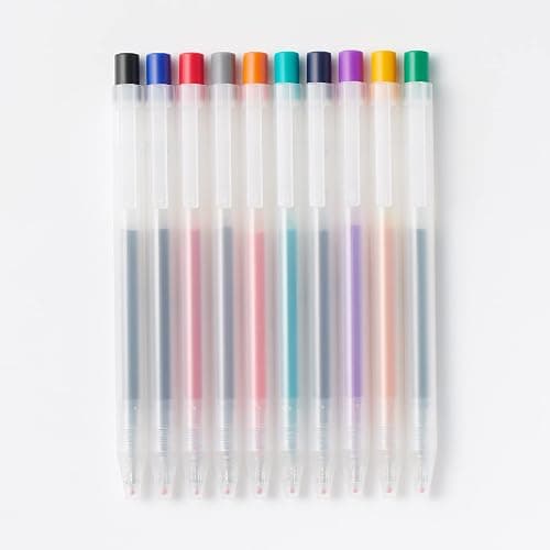 MUJI Smooth Gel Knock Type Pen 0.5mm 10 Colors Set (Japan import) thumbnail 2