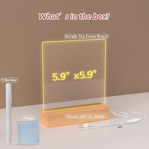 Gifts for Women Men Girls-Personalized DIY Night Light Message Board with Erasable Pen,Room/Home/Office Décor,Best Gift for Mother's Day/Father'sday/Birthday/Wedding/Anniversary thumbnail 2