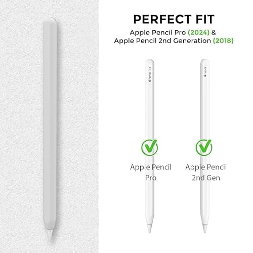 AhaStyle Silicone Case for Apple Pencil 2nd Generation & Apple Pencil Pro (2024) Sleeve Skin Ultra Thin Apple Pencil Protective Cover Compatible with Magnetic Charging and Double Tap (White) thumbnail 2